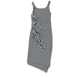 Vince Camuto Women’s Dress size Small Striped Black White Ruching Asymmetrical